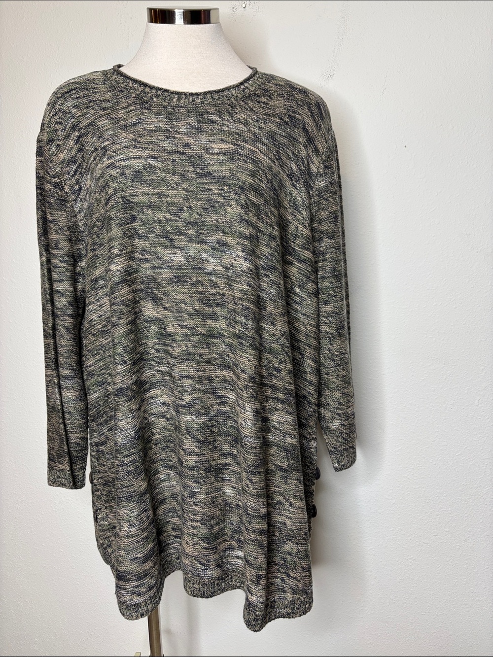 CJ Banks Gray Marled Crewneck Sweater